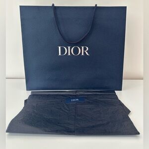 SOLD ELSEWHERE Dior Blue Shopping Paper Bag with Logo Tissue Pape, 16x4x13.5